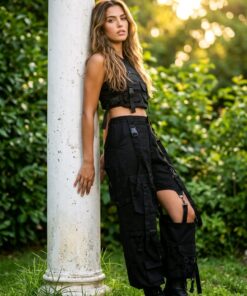 Siyah Özel Tasarım Kargo Pantalon