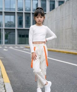 Turuncu Sarkaçlı Krem Kargo Pantalon