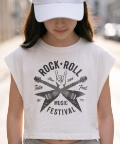 Rock&Roll Zincirli Beyaz Crop