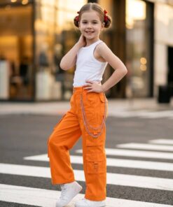 Turuncu Zincirli Kargo Pantalon